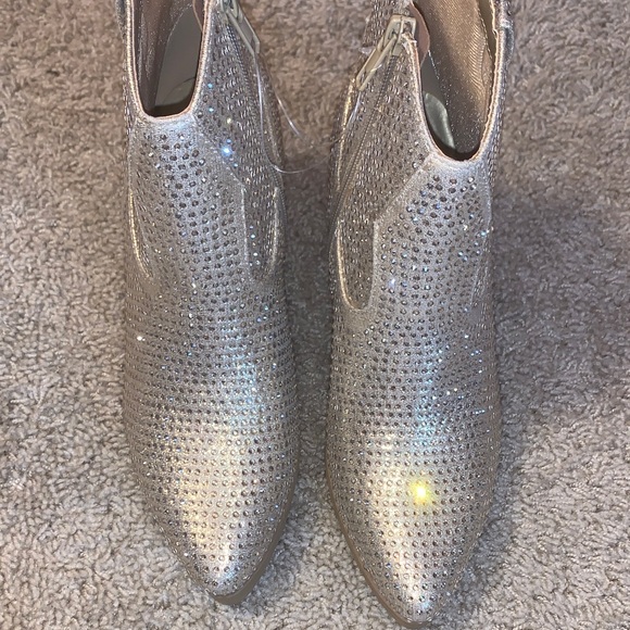 NEW Women’s Gold Sparkly Rhinestone Cowgirl Zip Ankle Boots with Heel Size 8 - Picture 12 of 12